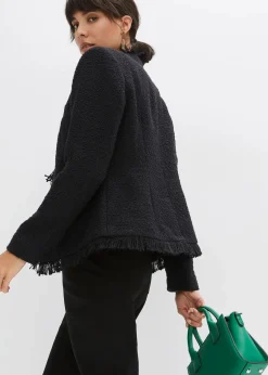 bonprix Bekleidung·Hosen|Jacken & Mäntel^Bouclé-Jacke schwarz