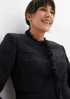 bonprix Bekleidung·Hosen|Jacken & Mäntel^Bouclé-Jacke schwarz