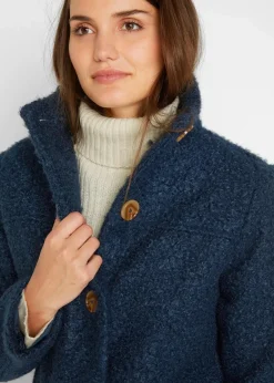 bonprix Nachhaltigere Materialien|Jacken & Mäntel^Bouclé-Mantel mit Taschen dunkelblau