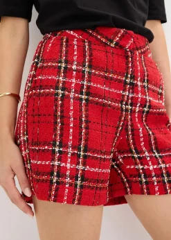 bonprix Bekleidung·Outdoorbekleidung|Bekleidung·Kleider^Bouclé-Shorts rot/schwarz kariert
