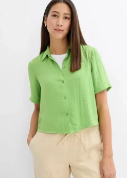 bonprix Blusen & Tuniken|Bekleidung·Jacken & Mäntel^Boxy Bluse aus leichtem Crêpe kleegrün