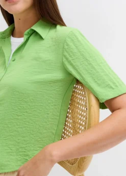 bonprix Blusen & Tuniken|Bekleidung·Jacken & Mäntel^Boxy Bluse aus leichtem Crêpe kleegrün