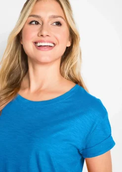 bonprix Shirts & Tops|Basics^Boxy-Longshirt mit kurzen Ärmeln azurblau