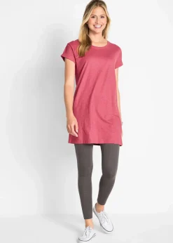 bonprix Shirts & Tops|Basics^Boxy-Longshirt mit kurzen Ärmeln rauchhimbeere