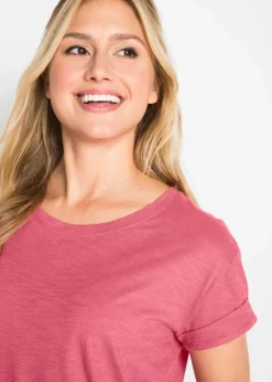 bonprix Shirts & Tops|Basics^Boxy-Longshirt mit kurzen Ärmeln rauchhimbeere