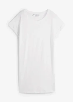 bonprix Shirts & Tops|Basics^Boxy-Longshirt mit kurzen Ärmeln weiß