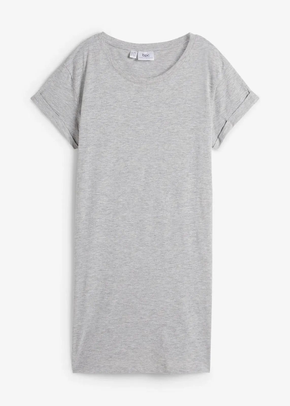 bonprix Shirts & Tops|Basics^Boxy-Longshirt mit kurzen Ärmeln hellgrau meliert