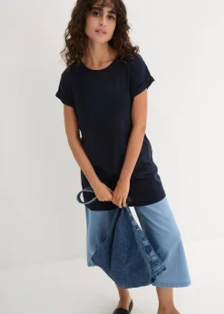 bonprix Shirts & Tops|Basics^Boxy-Longshirt mit kurzen Ärmeln dunkelblau