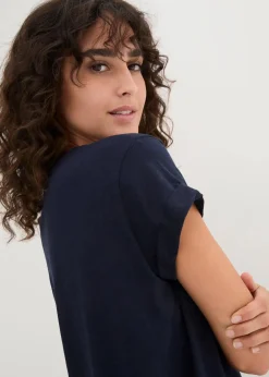 bonprix Shirts & Tops|Basics^Boxy-Longshirt mit kurzen Ärmeln dunkelblau