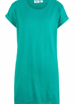 bonprix Shirts & Tops|Basics^Boxy-Longshirt mit kurzen Ärmeln smaragd