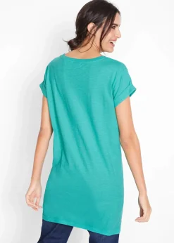 bonprix Shirts & Tops|Basics^Boxy-Longshirt mit kurzen Ärmeln smaragd