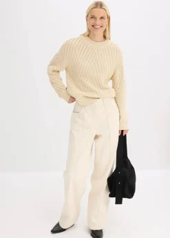 bonprix Bekleidung·Umstandsmode|Strickmode^Boxy-Pullover kieselbeige