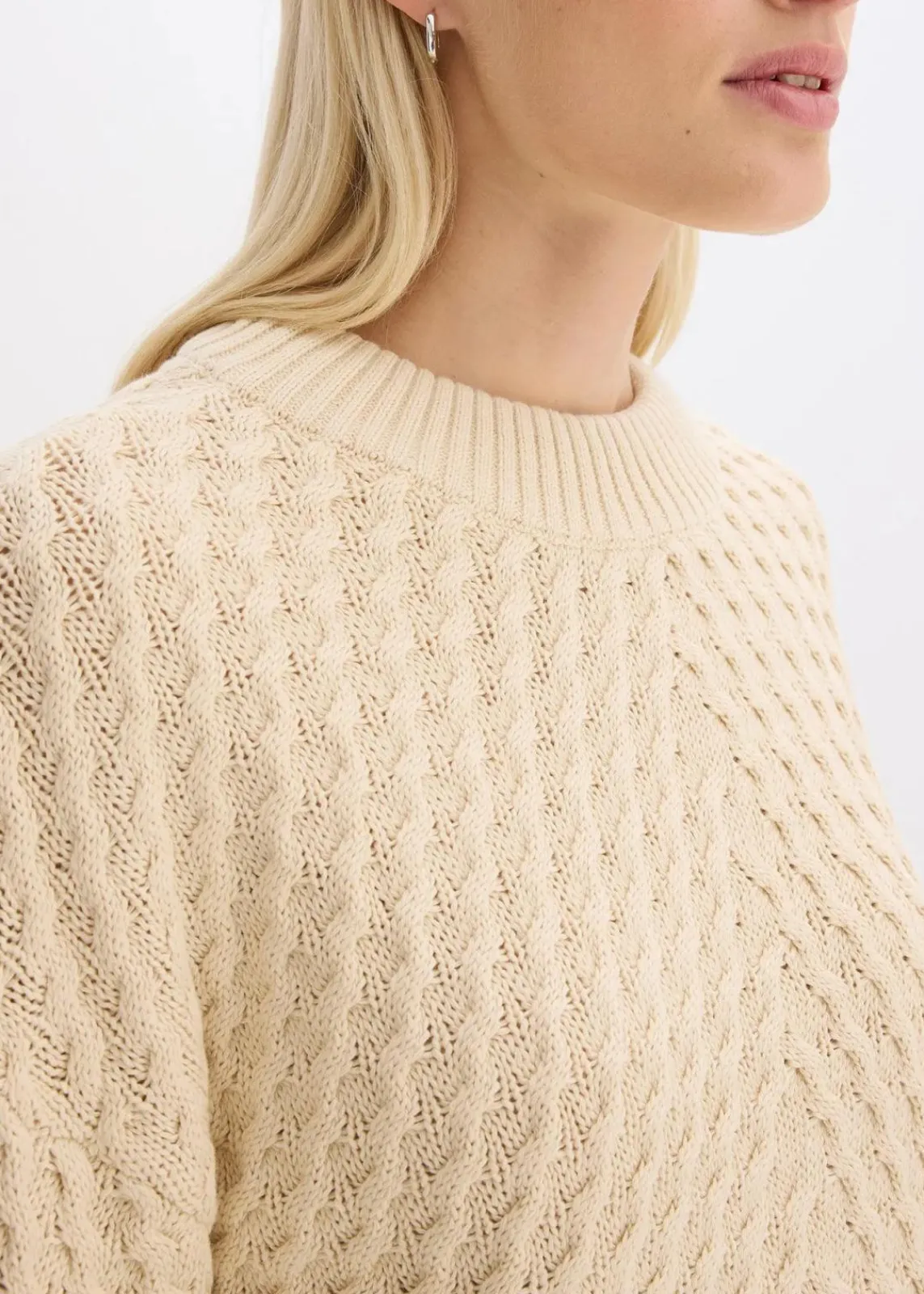 bonprix Bekleidung·Umstandsmode|Strickmode^Boxy-Pullover kieselbeige