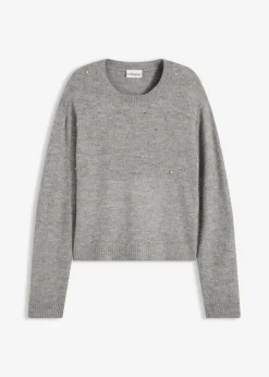 bonprix Bekleidung·Umstandsmode|Strickmode^Boxy-Pullover grau meliert