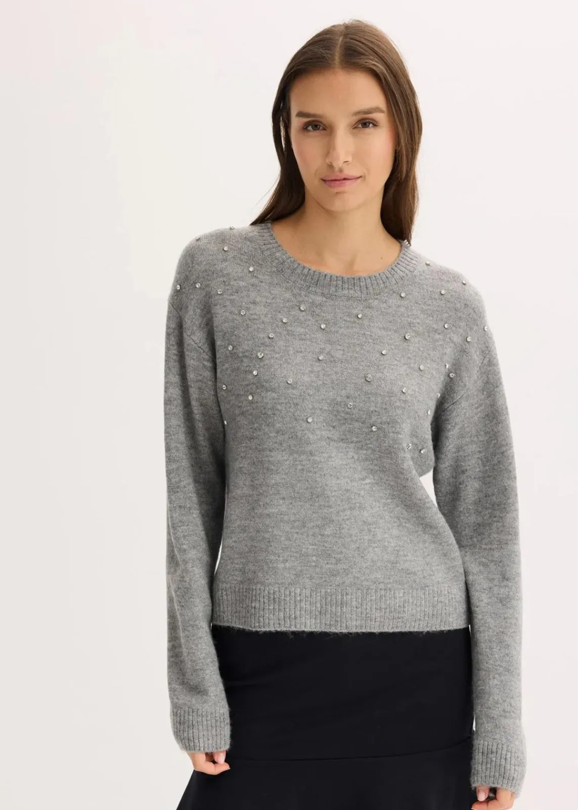 bonprix Bekleidung·Umstandsmode|Strickmode^Boxy-Pullover grau meliert