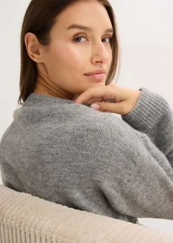 bonprix Bekleidung·Umstandsmode|Strickmode^Boxy-Pullover grau meliert
