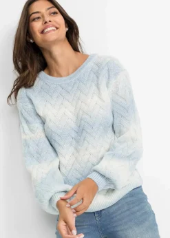 bonprix Bekleidung·Umstandsmode|Bekleidung·Jeans^Boxy-Pullover eisblau/wollweiß