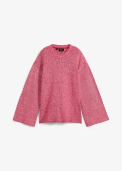 bonprix Bekleidung·Umstandsmode|Strickmode^Boxy-Pullover aus Rippstrick beerenrot/wollweiß meliert
