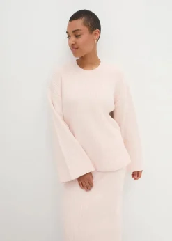 bonprix Bekleidung·Umstandsmode|Strickmode^Boxy-Pullover aus Rippstrick zartrosa/wollweiß meliert