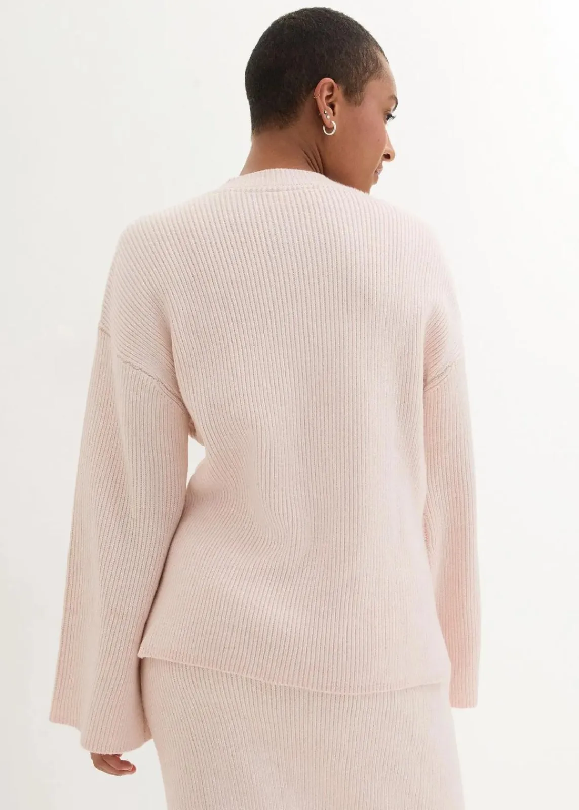 bonprix Bekleidung·Umstandsmode|Strickmode^Boxy-Pullover aus Rippstrick zartrosa/wollweiß meliert