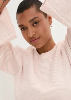 bonprix Bekleidung·Umstandsmode|Strickmode^Boxy-Pullover aus Rippstrick zartrosa/wollweiß meliert
