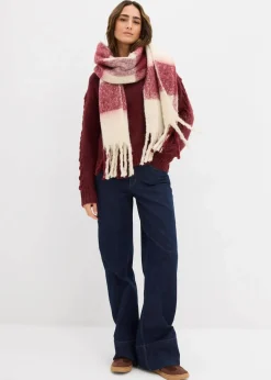 bonprix Strickmode|Pullover & Strickjacken^Boxy-Pullover mit geflochtenen Ärmeln dunkelbeere
