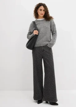 bonprix Bekleidung·Umstandsmode|Bekleidung·Jeans^Boxy-Pullover mit geflochtenen Ärmeln grau meliert