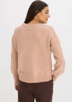 bonprix Bekleidung·Umstandsmode|Strickmode^Boxy-Pullover mit Pailletten vintagerosa