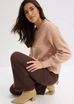 bonprix Bekleidung·Umstandsmode|Strickmode^Boxy-Pullover mit Pailletten vintagerosa