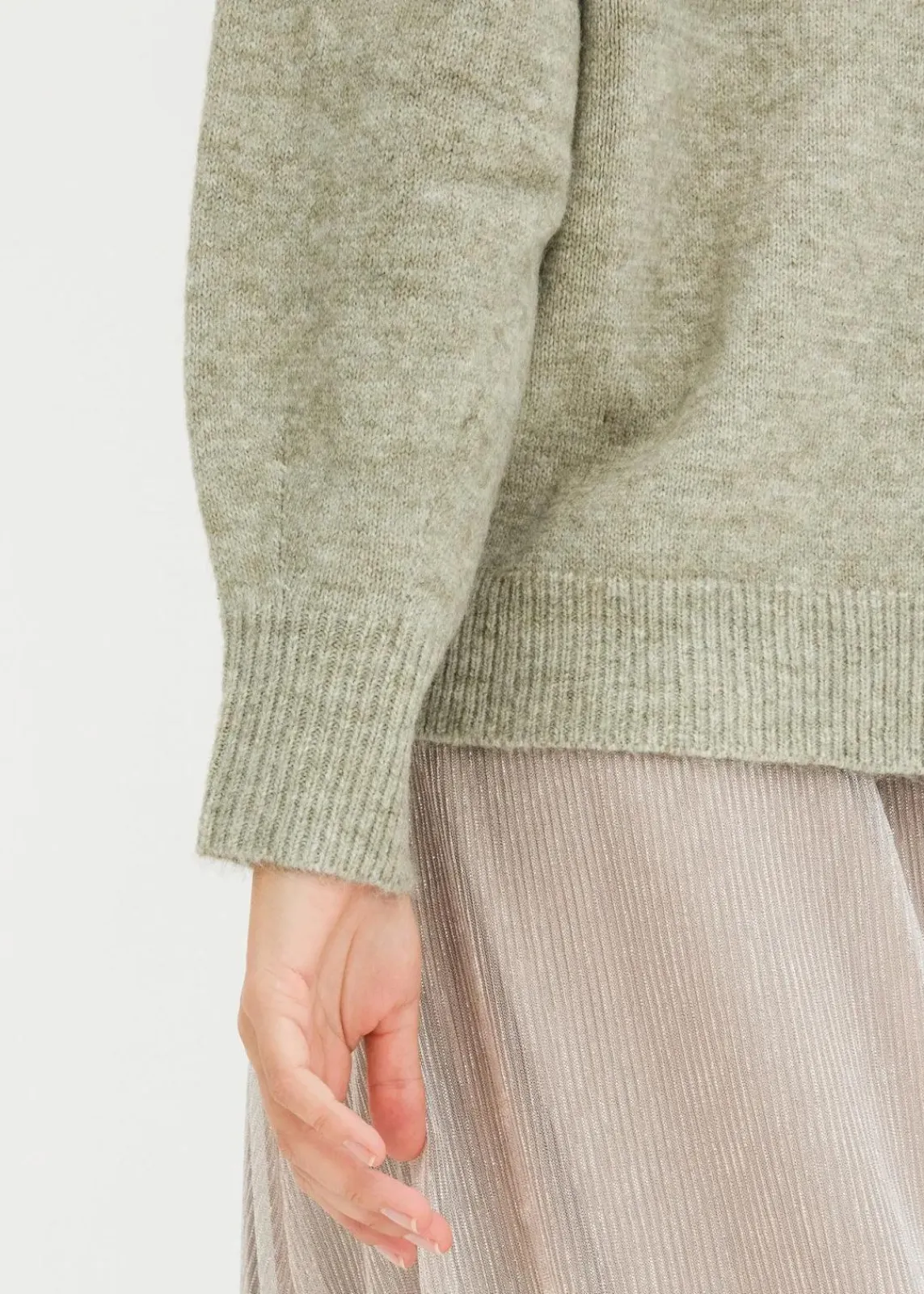 bonprix Bekleidung·Umstandsmode|Strickmode^Boxy-Pullover mit Pailletten seegras meliert