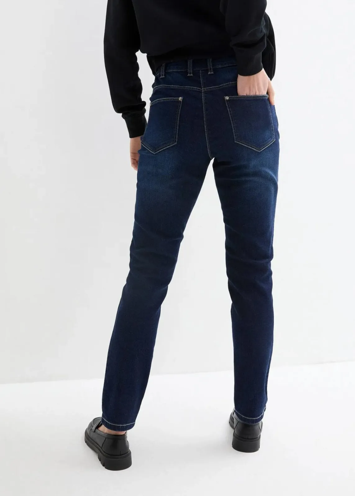 bonprix Jeans|Bekleidung·Shirts & Tops^Boyfriend Jeans Mid Waist, Stretch dunkelblau denim