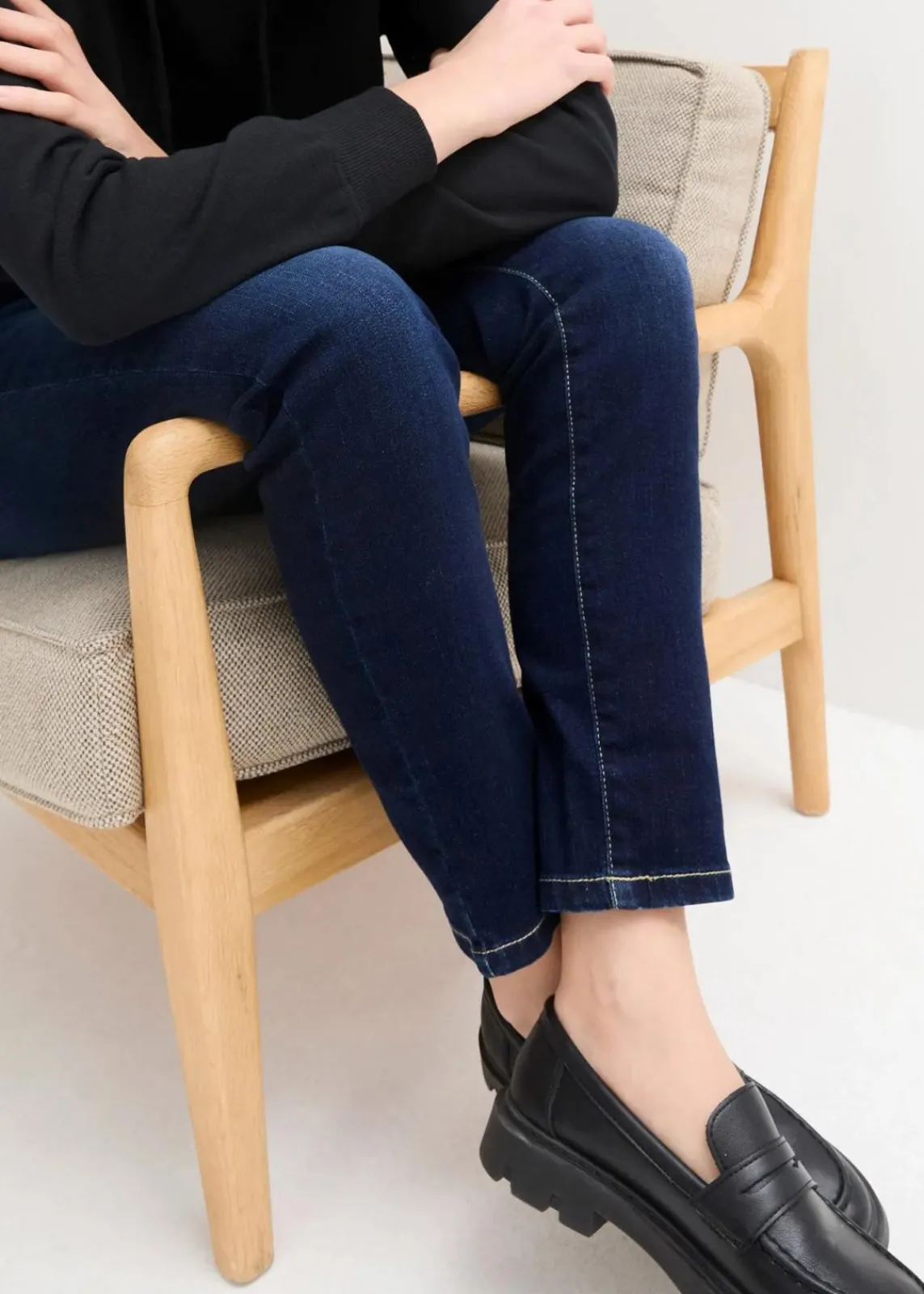 bonprix Jeans|Bekleidung·Shirts & Tops^Boyfriend Jeans Mid Waist, Stretch dunkelblau denim