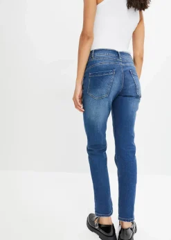 bonprix Bekleidung·Shirts & Tops|Jeans^Boyfriend Jeans Mid Waist blau denim washed