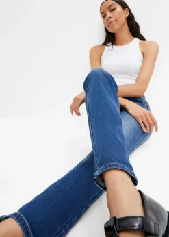 bonprix Bekleidung·Shirts & Tops|Jeans^Boyfriend Jeans Mid Waist blau denim washed