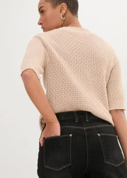 bonprix Bekleidung·Shirts & Tops|Jeans^Boyfriend Jeans Mid Waist, Stretch schwarz denim