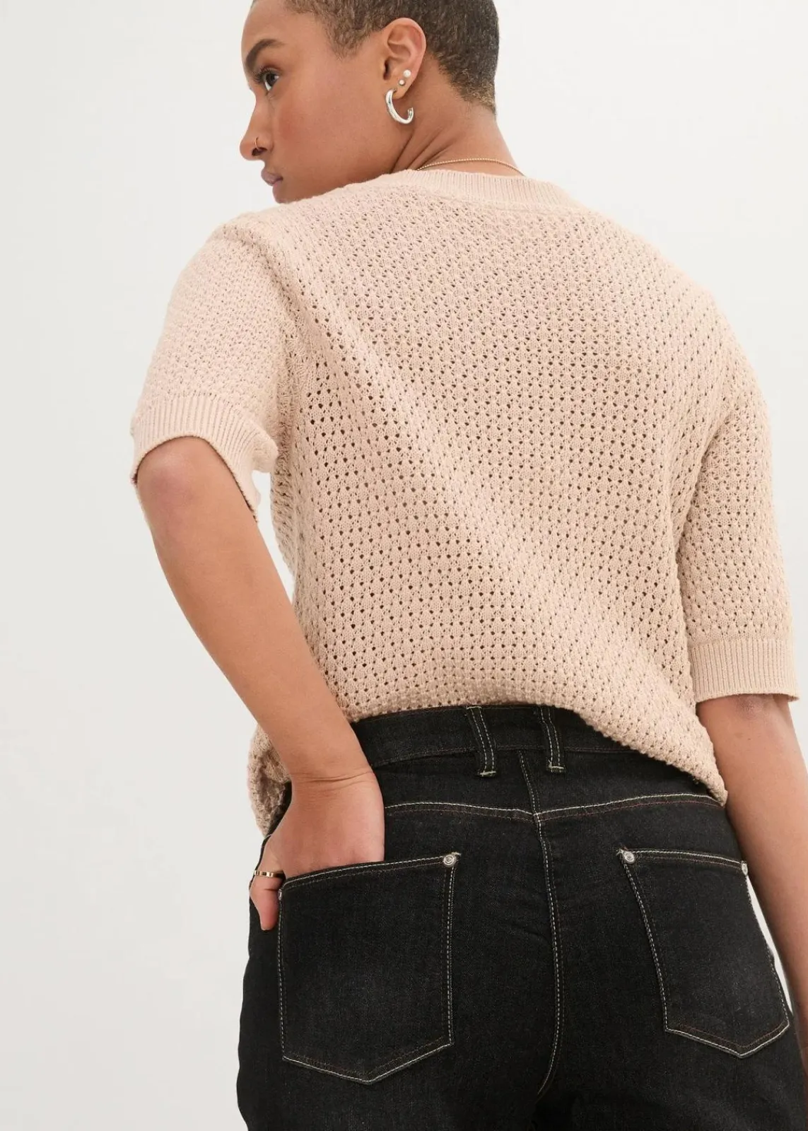 bonprix Bekleidung·Shirts & Tops|Jeans^Boyfriend Jeans Mid Waist, Stretch schwarz denim