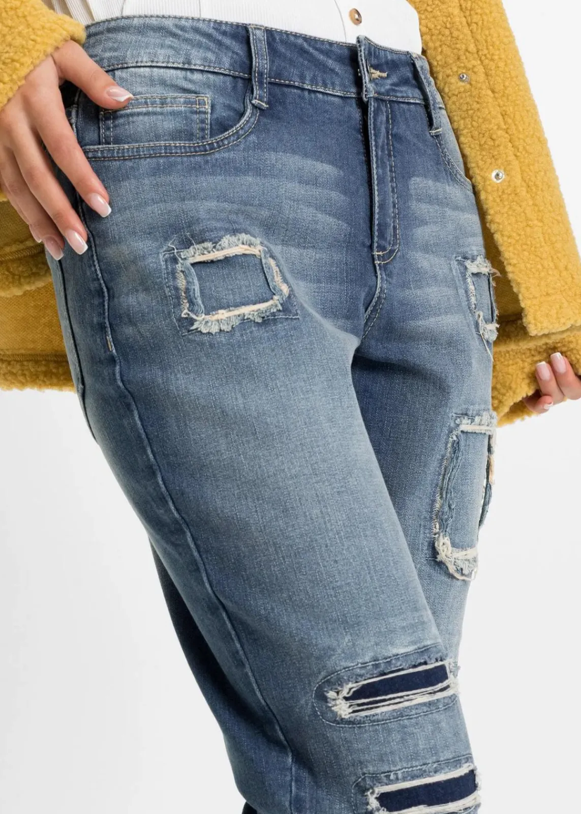 bonprix Bekleidung·Shirts & Tops|Jeans^Boyfriend Jeans Mid Waist dirty denim