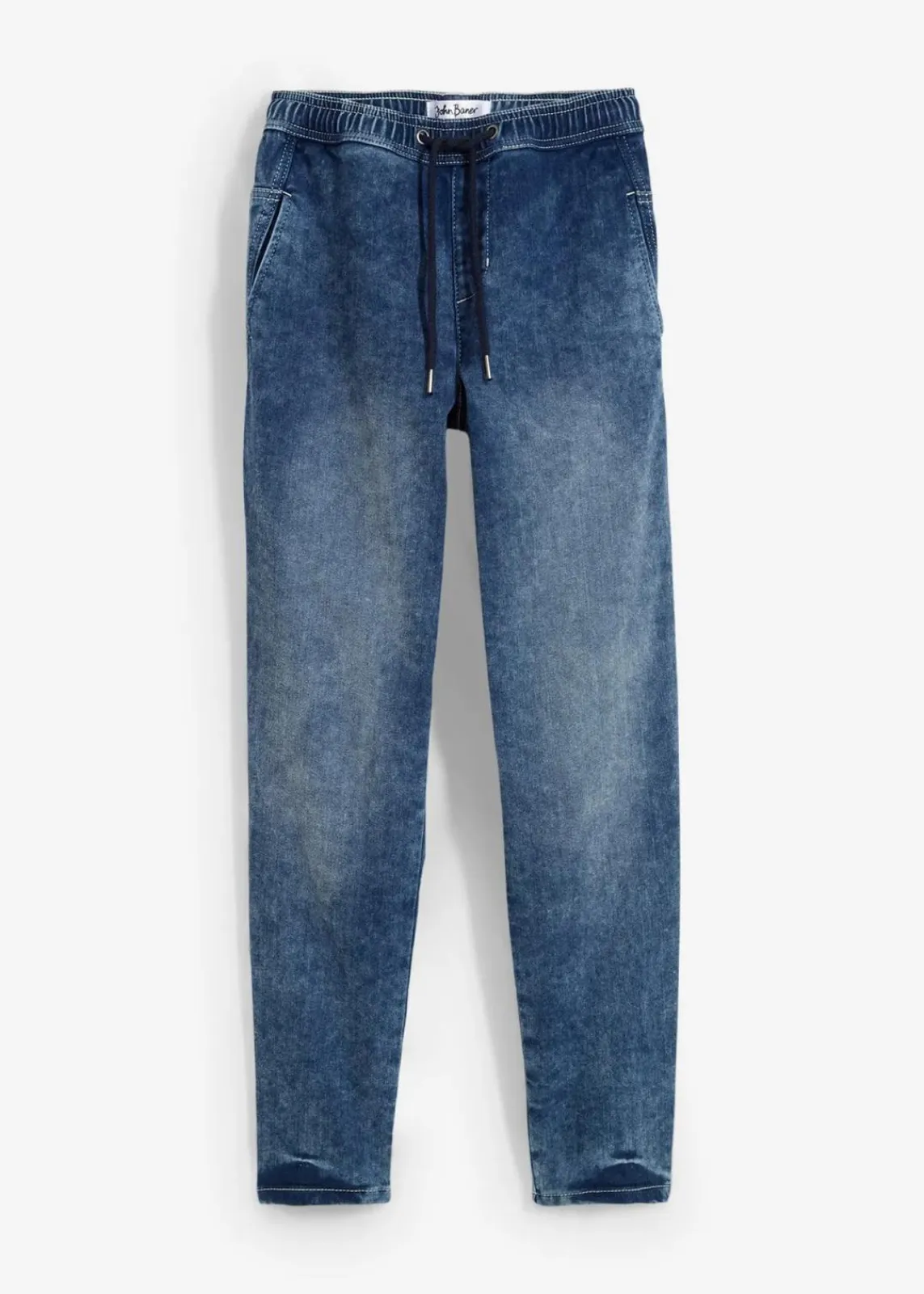 bonprix Bekleidung·Shirts & Tops|Jeans^Boyfriend Jeans Mid Waist, Thermo dunkelblau denim used