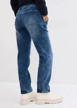 bonprix Bekleidung·Shirts & Tops|Jeans^Boyfriend Jeans Mid Waist, Thermo dunkelblau denim used