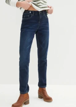 bonprix Bekleidung·Shirts & Tops|Jeans^Boyfriend Jeans Mid Waist, Stretch dunkelblau used