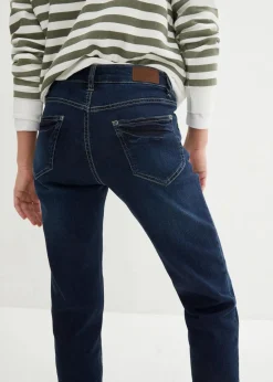 bonprix Bekleidung·Shirts & Tops|Jeans^Boyfriend Jeans Mid Waist, Stretch dunkelblau used