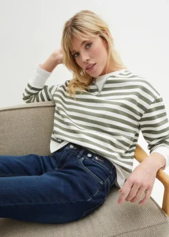bonprix Bekleidung·Shirts & Tops|Jeans^Boyfriend Jeans Mid Waist, Stretch dunkelblau used