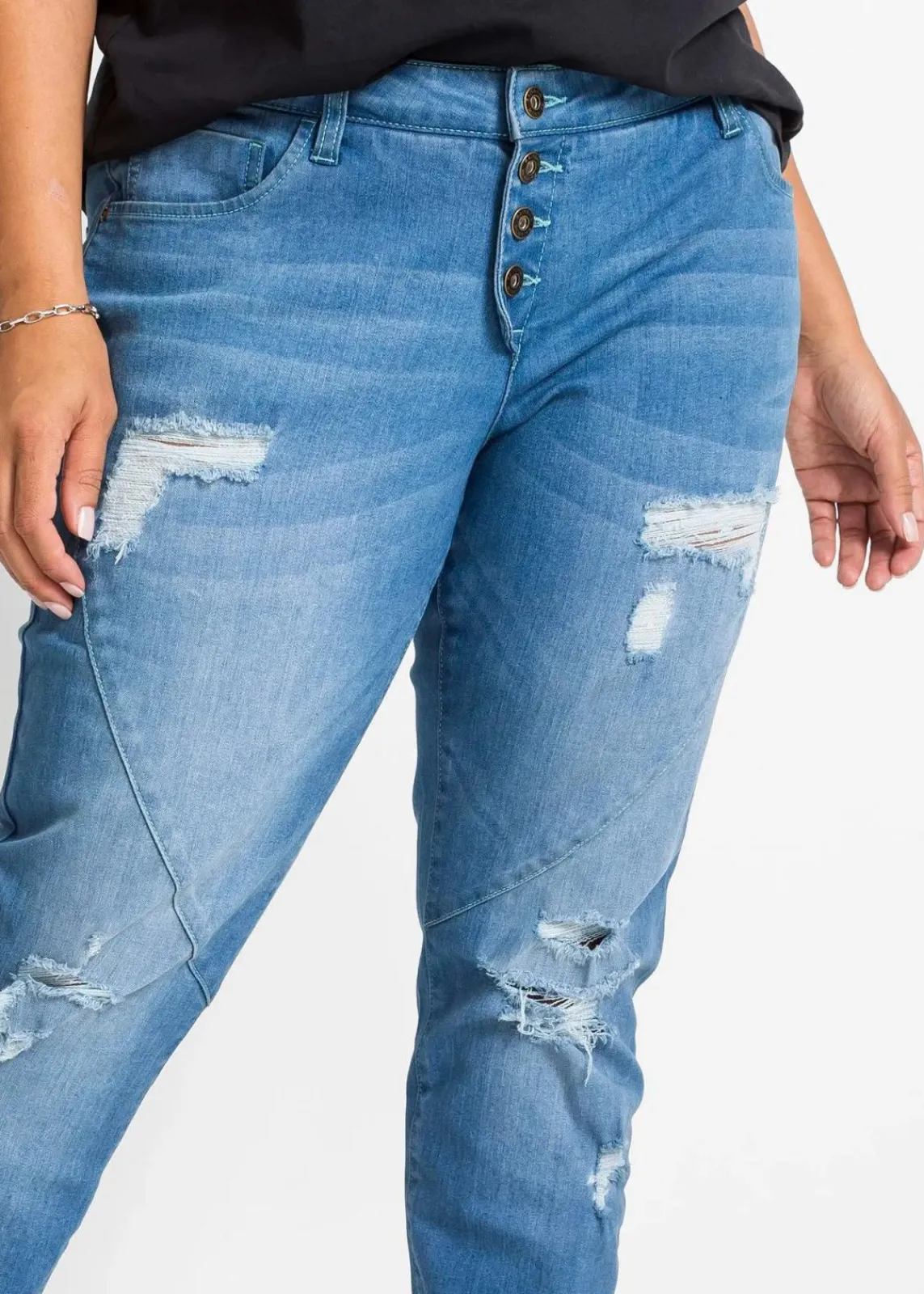 bonprix Bekleidung·Shirts & Tops|Nachhaltigere Materialien^Boyfriend Jeans Mid Waist blau denim
