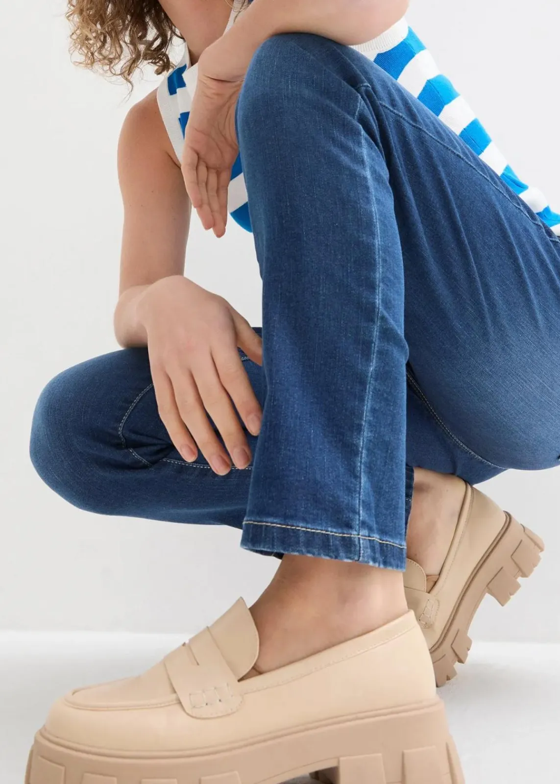 bonprix Jeans|Bekleidung·Shirts & Tops^Boyfriend Jeans Mid Waist, Stretch blau denim