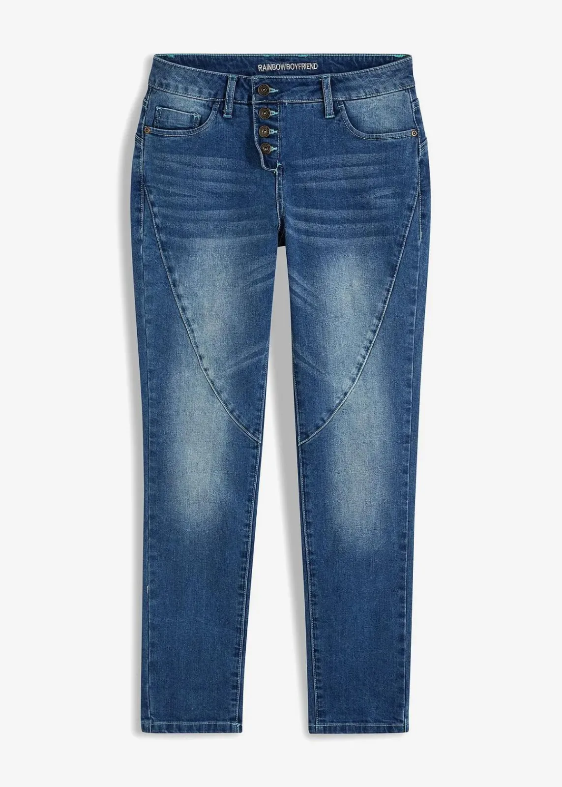 bonprix Bekleidung·Shirts & Tops|Jeans^Boyfriend-Jeans dunkelblau denim used