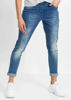 bonprix Bekleidung·Shirts & Tops|Jeans^Boyfriend-Jeans dunkelblau denim used