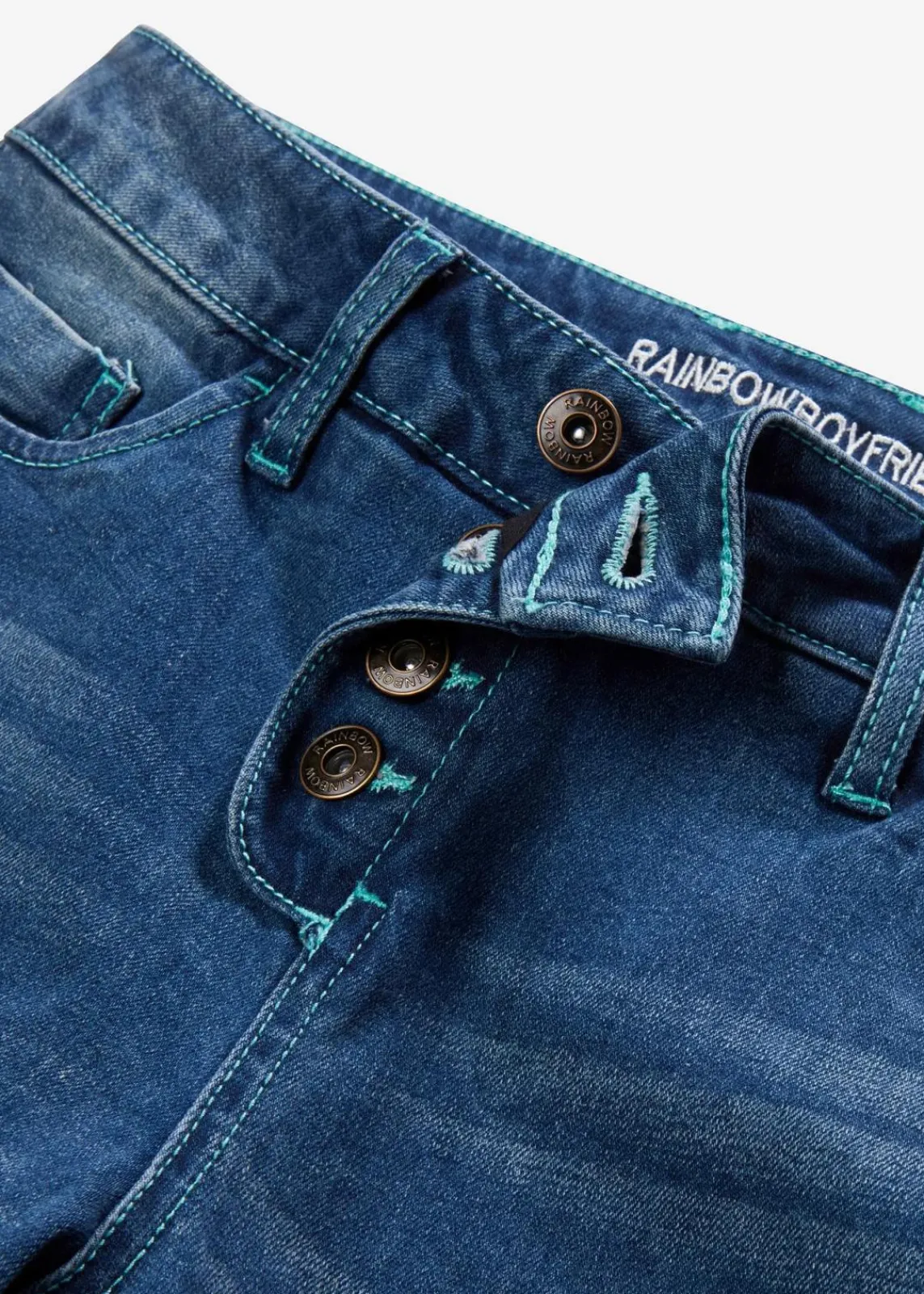 bonprix Bekleidung·Shirts & Tops|Jeans^Boyfriend-Jeans dunkelblau denim used