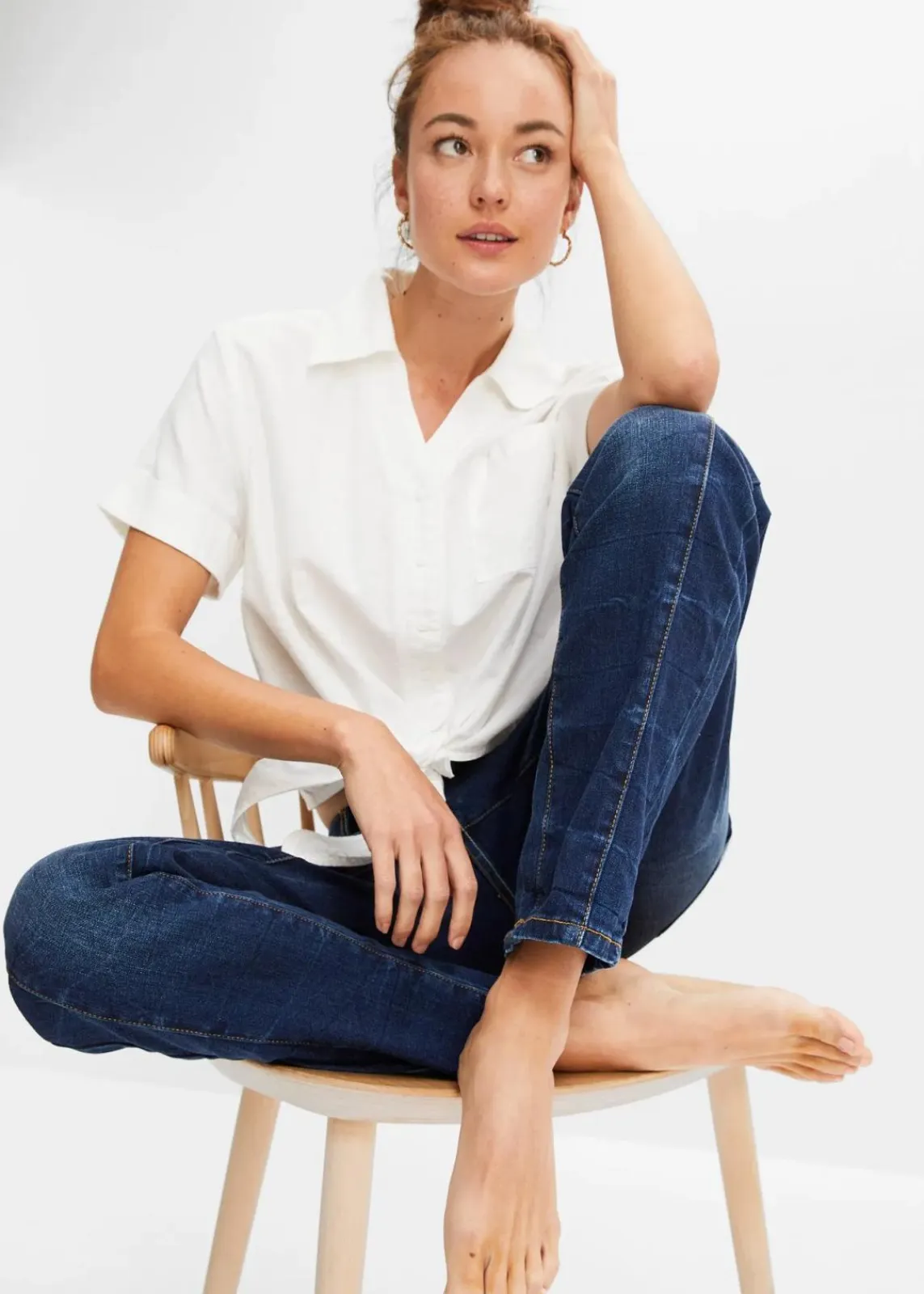bonprix Jeans|Kurzgrößen^Boyfriend-Jeans dunkelblau denim