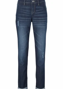 bonprix Bekleidung·Shirts & Tops|Jeans^Boyfriend-Jeans Mid Waist, Komfort-Stretch dunkelblau used