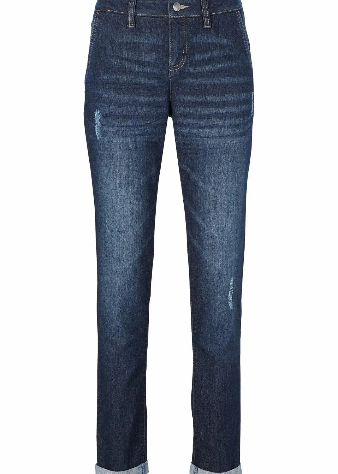bonprix Bekleidung·Shirts & Tops|Jeans^Boyfriend-Jeans Mid Waist, Komfort-Stretch dunkelblau used